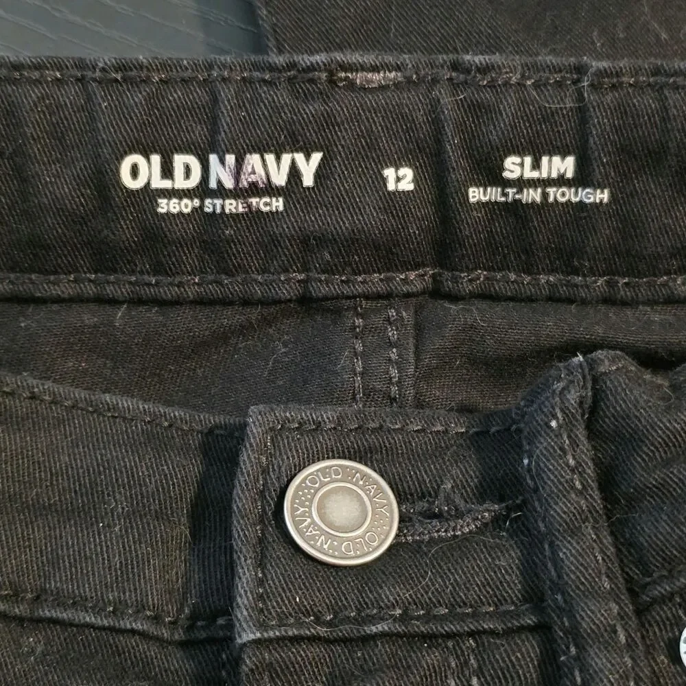 Old Navy 360 Stretch Kids Size 12 Slim Black Jeans Elastic Waist